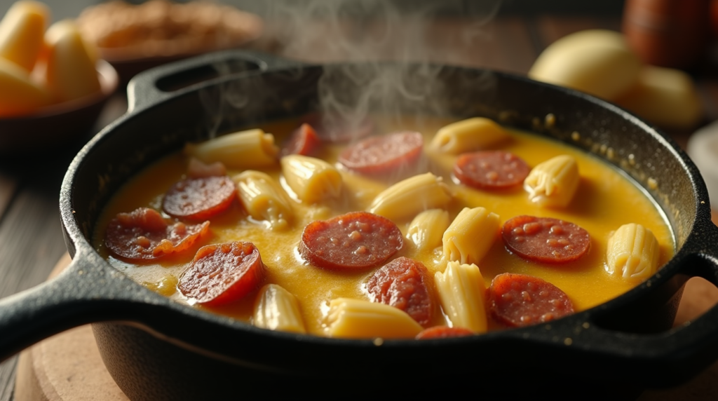 fondue d'endives aux saucisses fumées